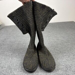 UGG Boots Womens Size 8 Gray Knit Button Tall Shearling Style Winter Model 1876